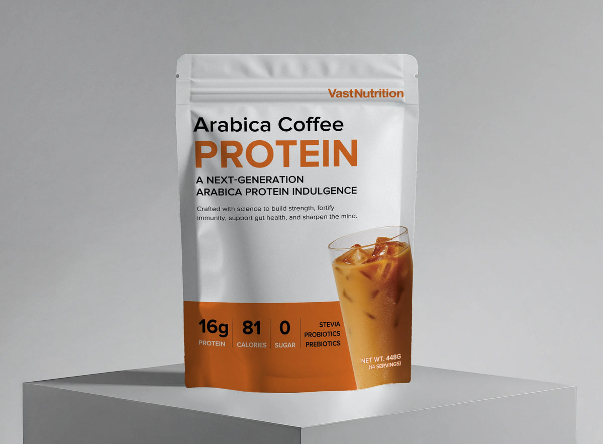 VastNutrition Arabica Coffee Protein 448 g pouch, front view